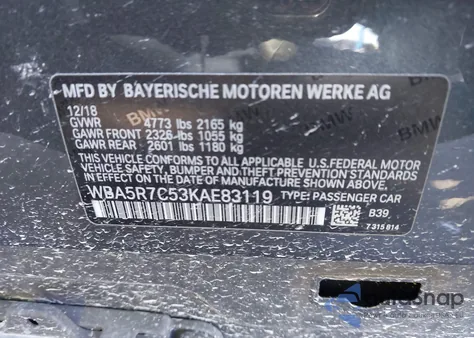 2019 BMW 330I xDrive из США, поврежденный, VIN WBA5R7C53KAE83119